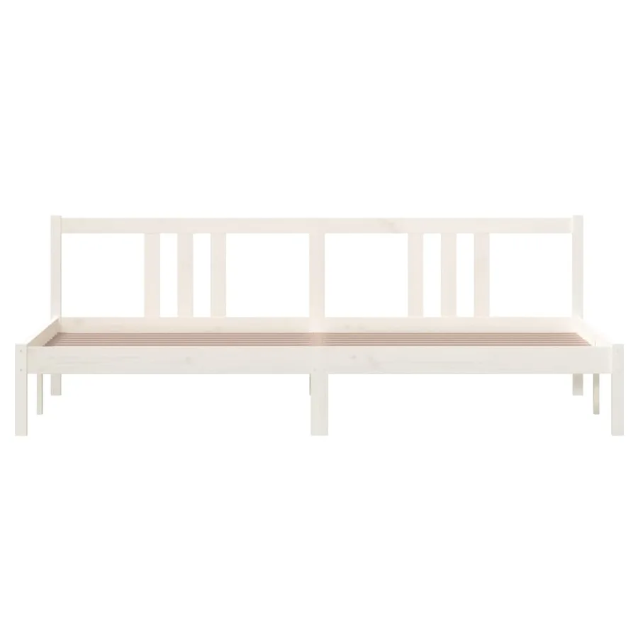 Cadre de lit sans matelas blanc bois massif 200x200 cm - 4