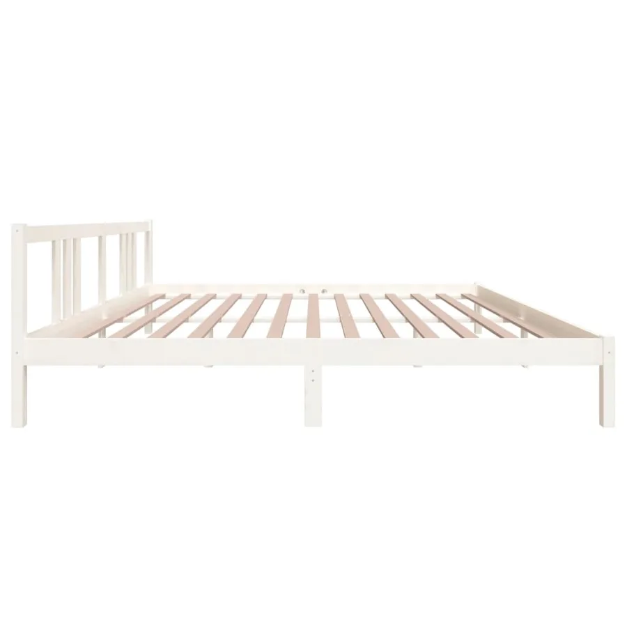 Cadre de lit sans matelas blanc bois massif 200x200 cm - 5