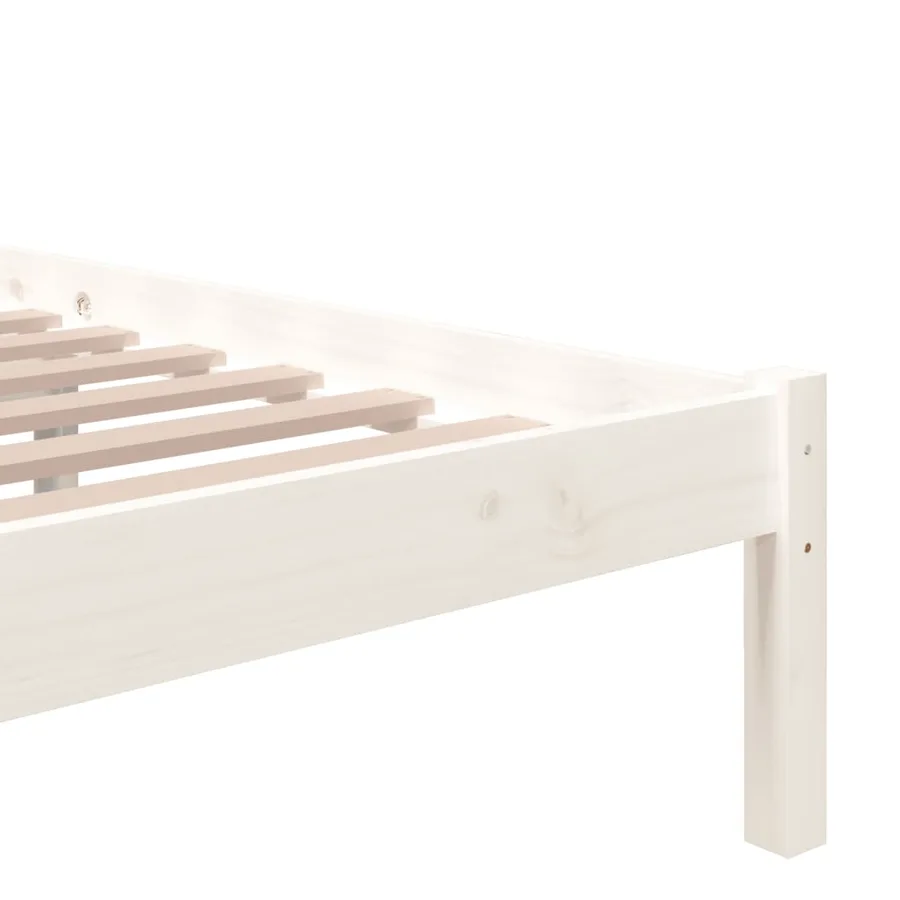 Cadre de lit sans matelas blanc bois massif 200x200 cm - 6