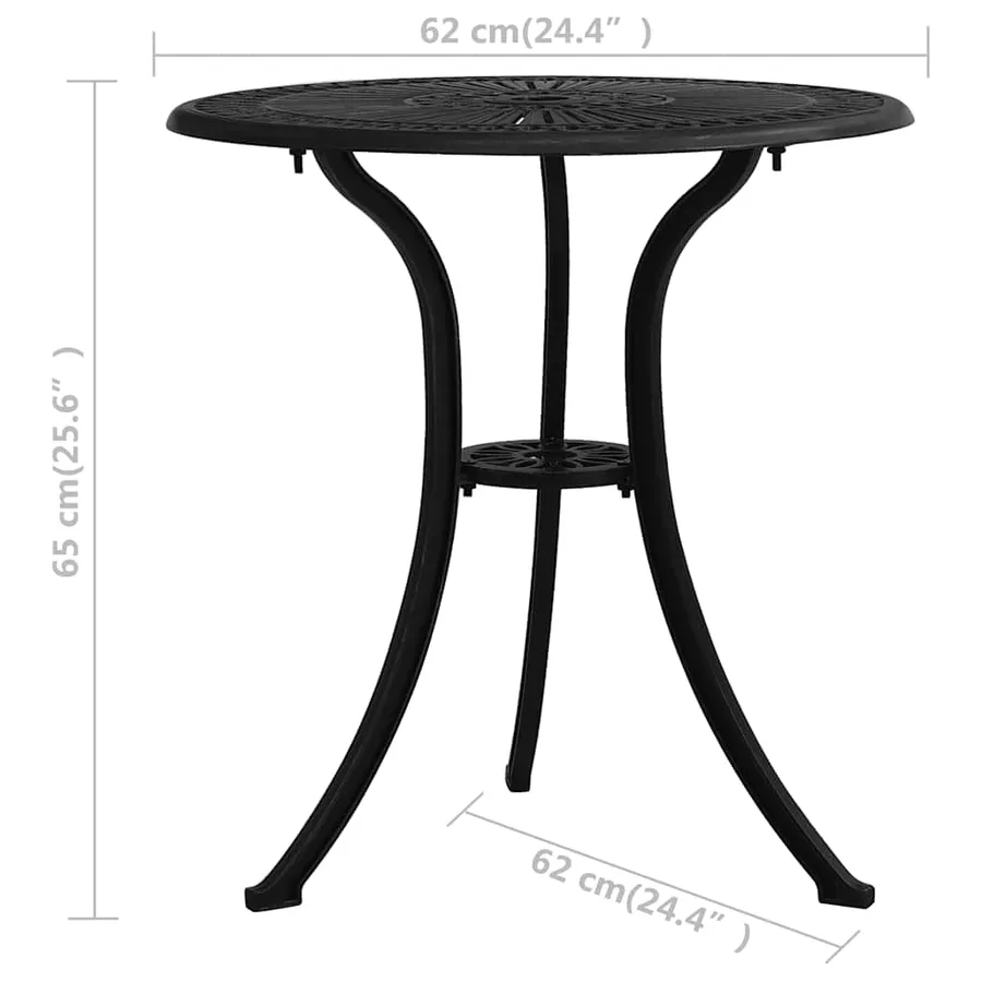 Ensemble de bistro 3 pcs Aluminium coulé Noir - 9