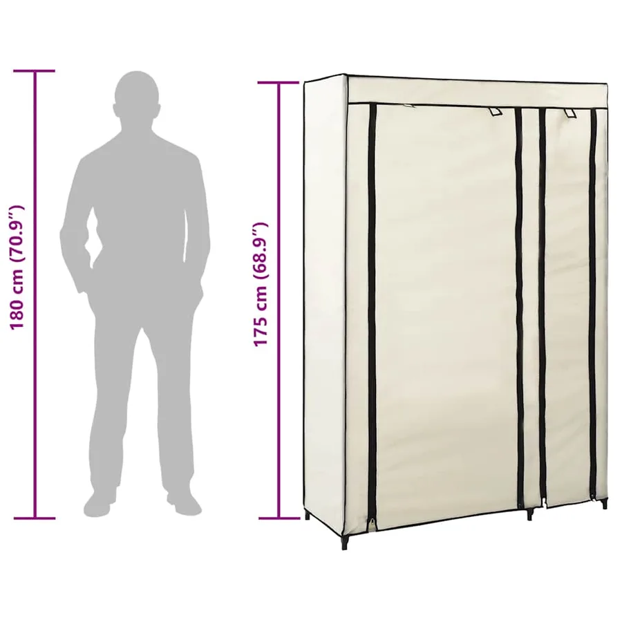 Garde-robes pliables 2 pcs Crème 110x45x175 cm Tissu - 9