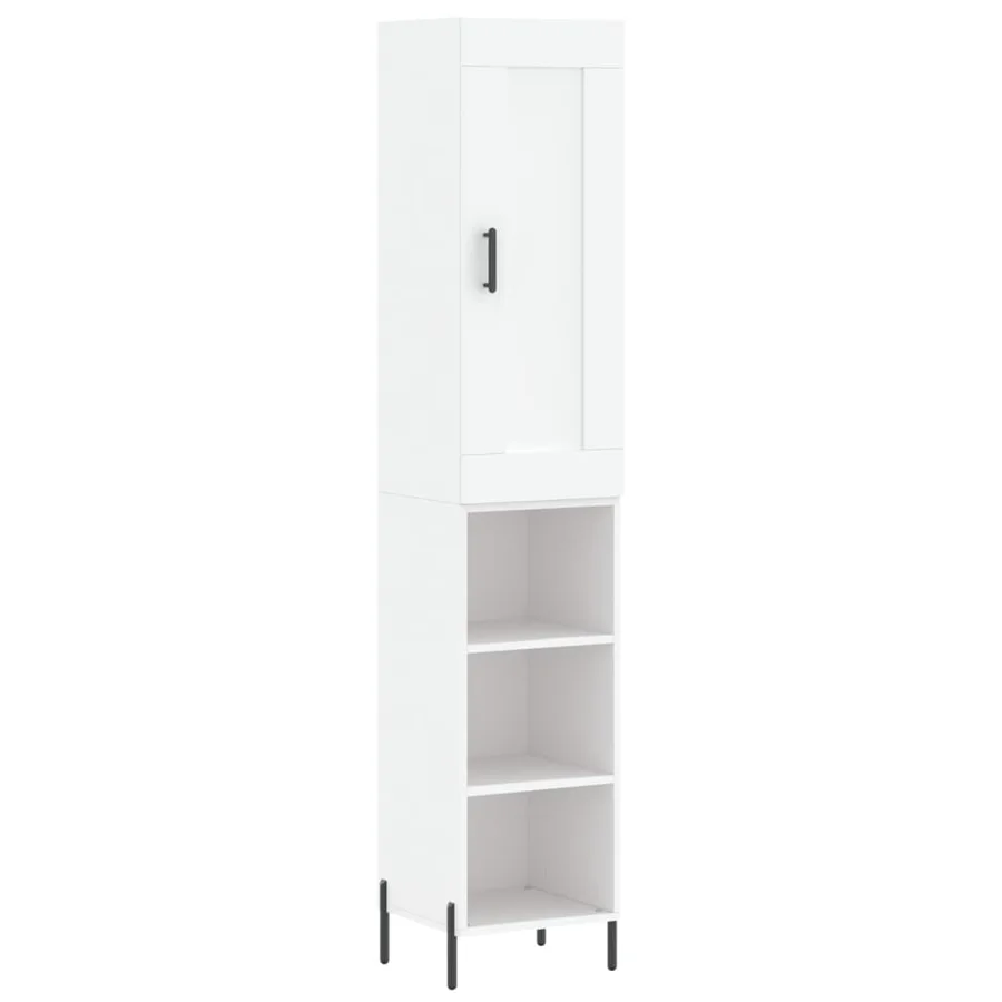 Buffet haut Blanc 34,5x34x180 cm Bois d'ingénierie - 2
