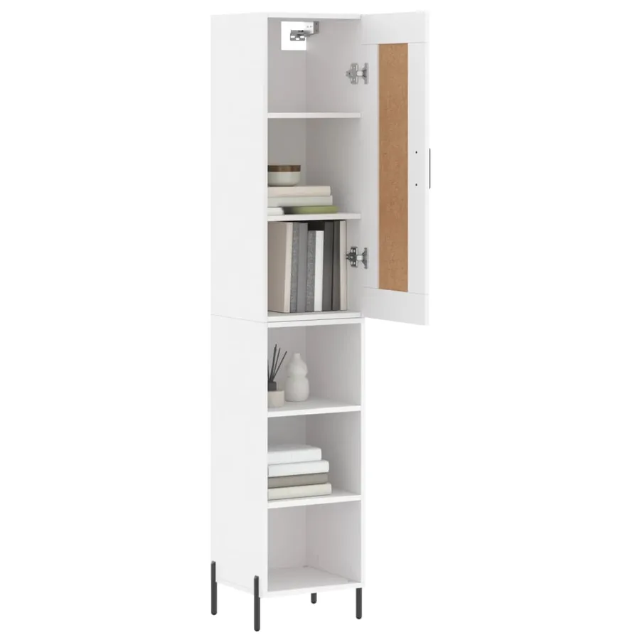 Buffet haut Blanc 34,5x34x180 cm Bois d'ingénierie - 3