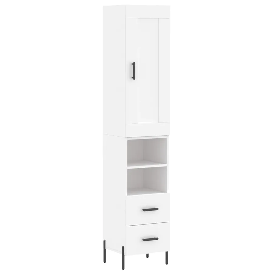 Buffet haut Blanc 34,5x34x180 cm Bois d'ingénierie - 2