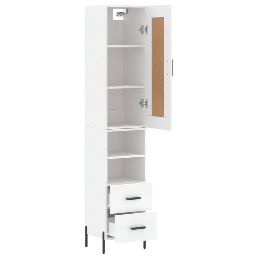 Buffet haut Blanc 34,5x34x180 cm Bois d'ingénierie - 4