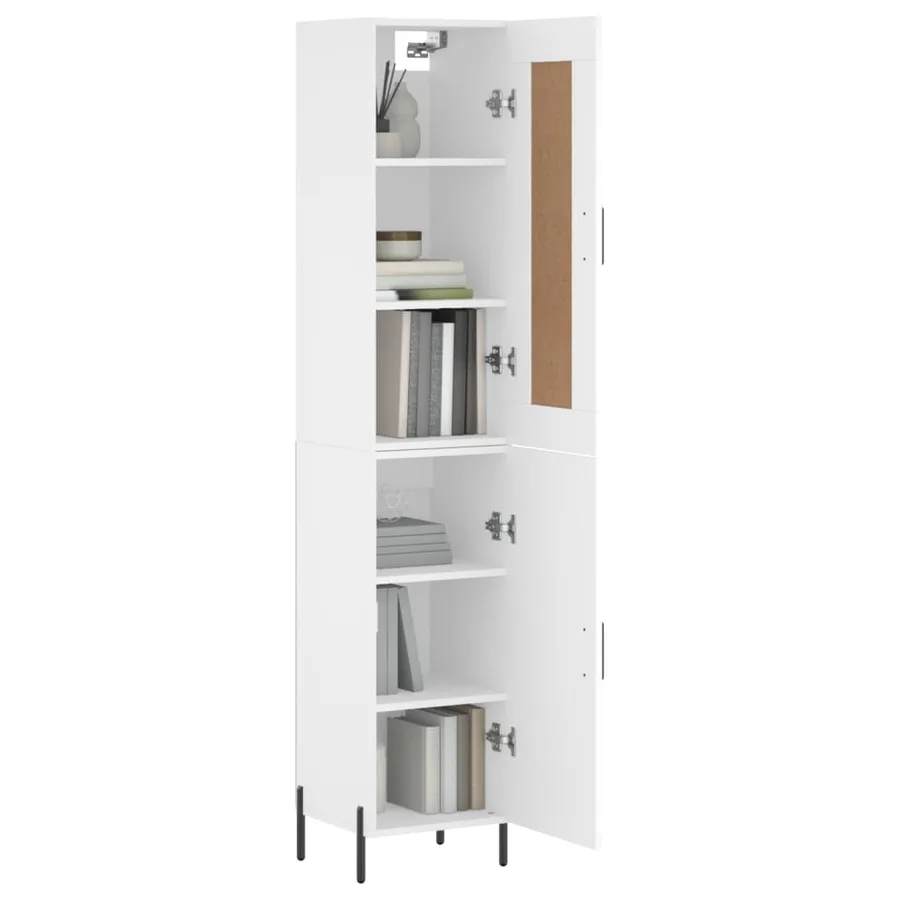 Buffet haut Blanc 34,5x34x180 cm Bois d'ingénierie - 3