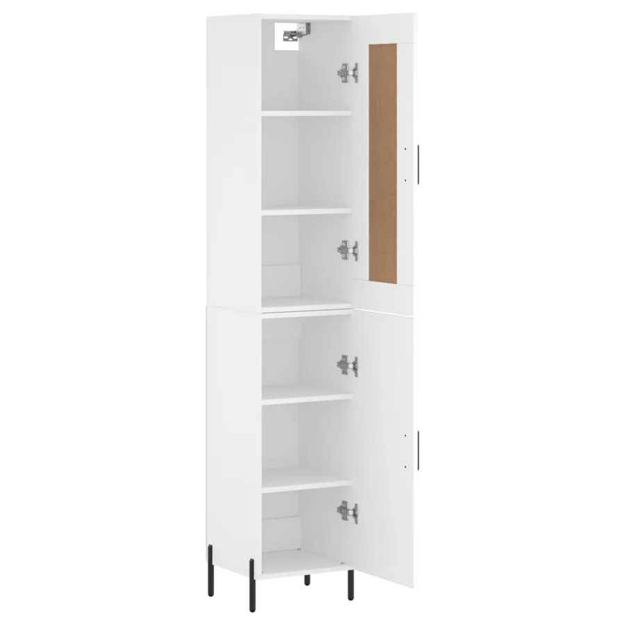 Buffet haut Blanc 34,5x34x180 cm Bois d'ingénierie - 4