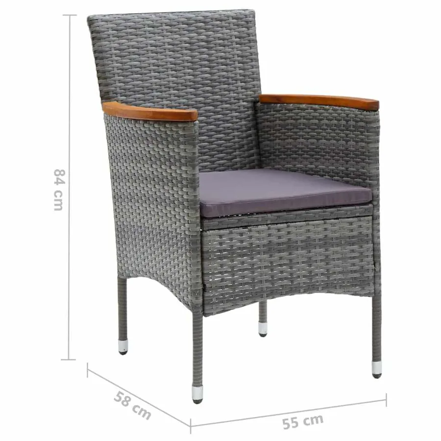 Ensemble à manger de jardin coussins 7pcs Résine tressée Gris - 11