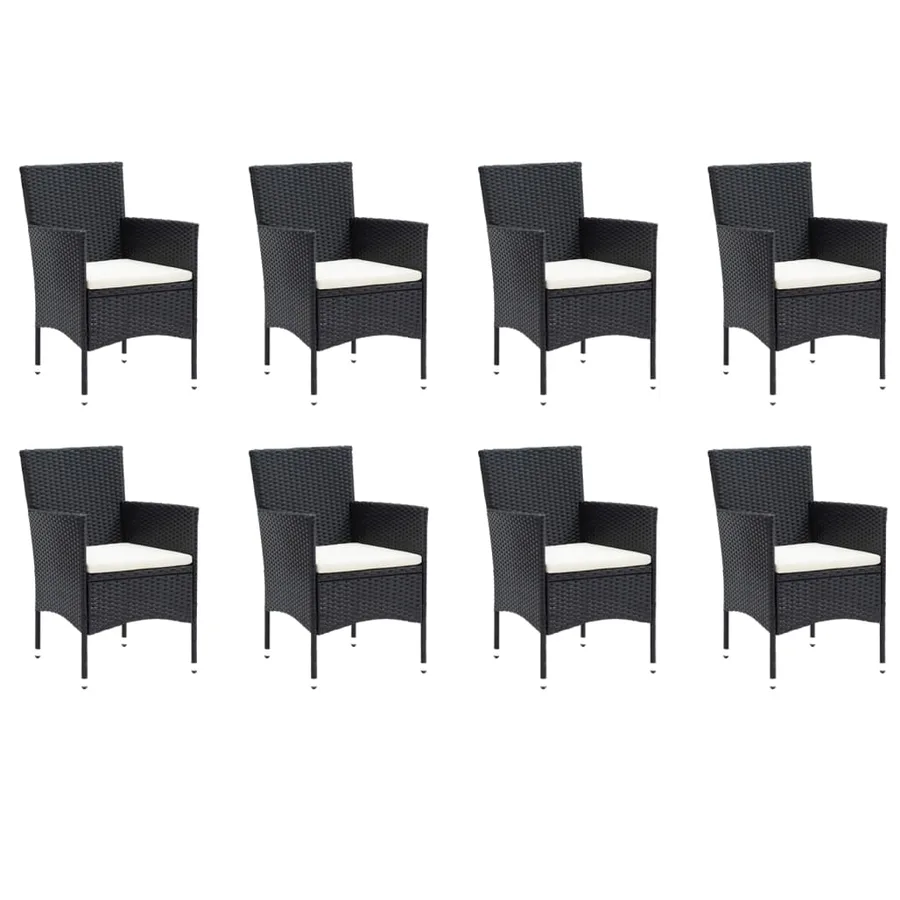 Ensemble à manger de jardin coussins 9pcs Résine tressée Noir - 3