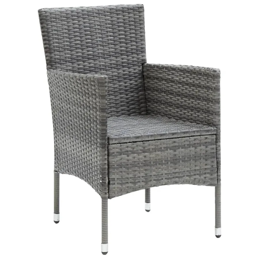 Ensemble à manger de jardin et coussins 9 pcs Poly rotin Gris - 5