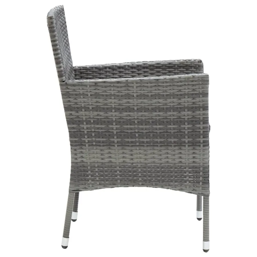Ensemble à manger de jardin et coussins 9 pcs Poly rotin Gris - 6