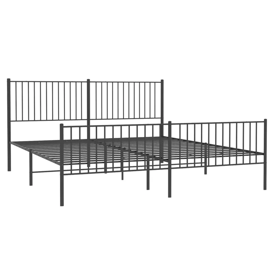 Cadre de lit métal sans matelas avec pied de lit noir 200x200cm - 3