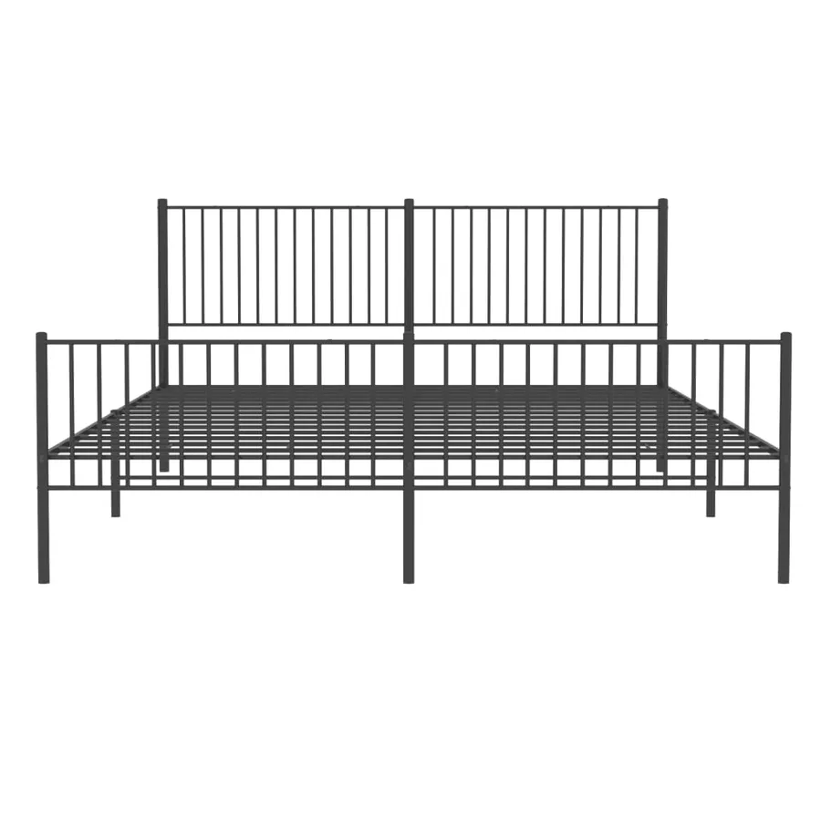 Cadre de lit métal sans matelas avec pied de lit noir 200x200cm - 5