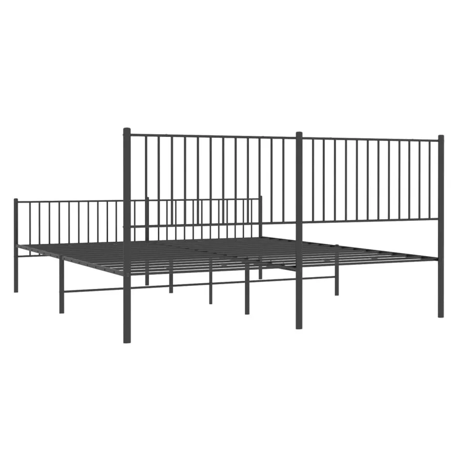 Cadre de lit métal sans matelas avec pied de lit noir 200x200cm - 7