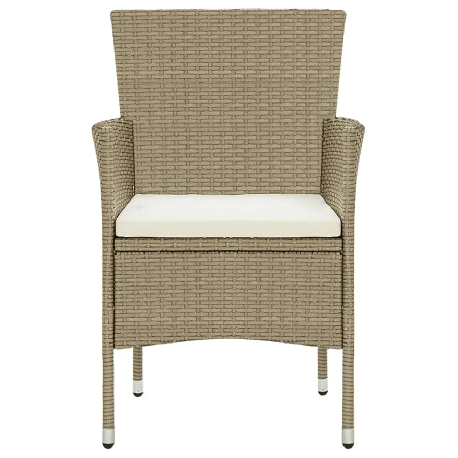 Ensemble à manger de jardin et coussins 9 pcs Poly rotin Beige - 5