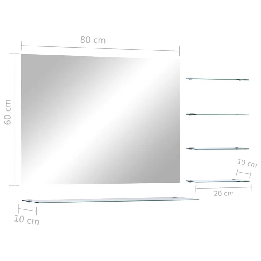 Miroir mural avec 5 étagères Argenté 80 x 60 cm - 6