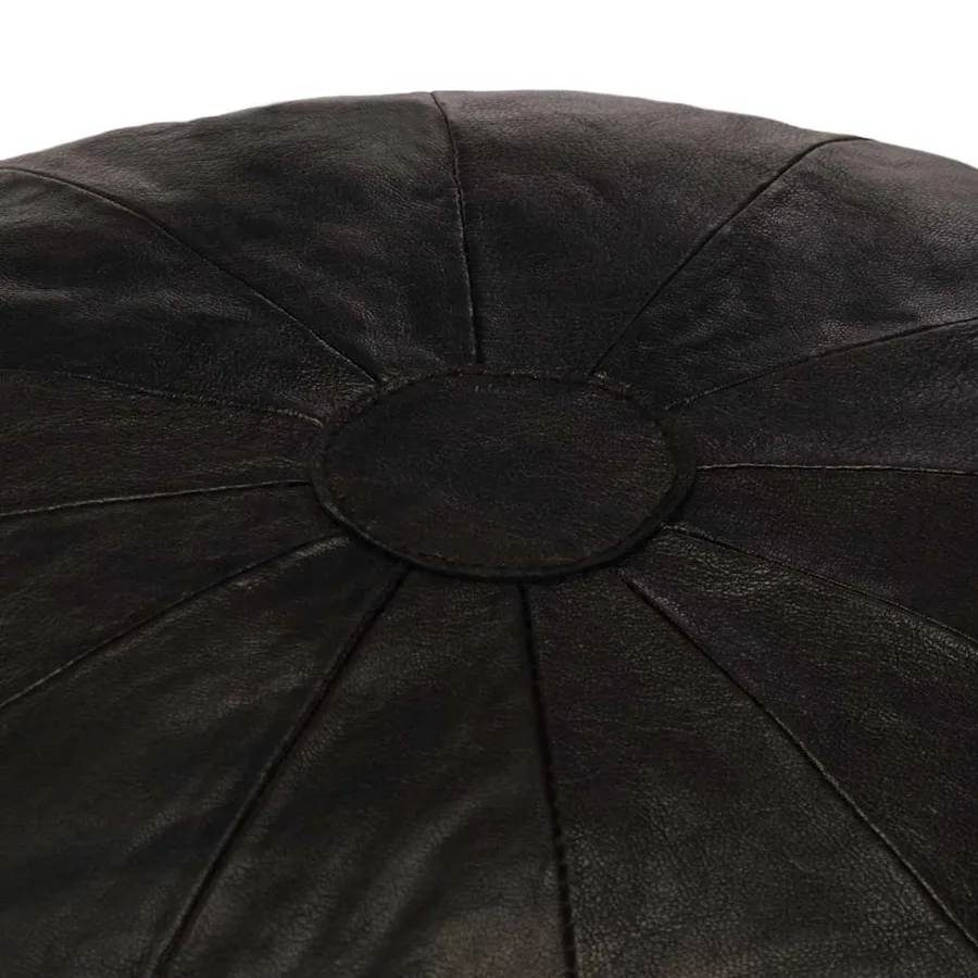 Pouf 40 x 35 cm Noir Cuir véritable de chèvre - 3