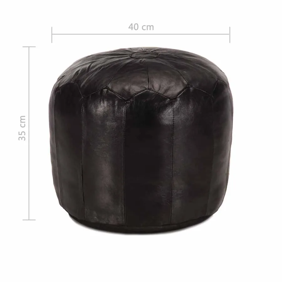Pouf 40 x 35 cm Noir Cuir véritable de chèvre - 4