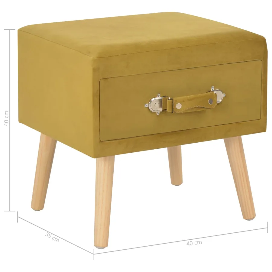 Table de chevet Moutarde 40x35x40 cm Velours - 8