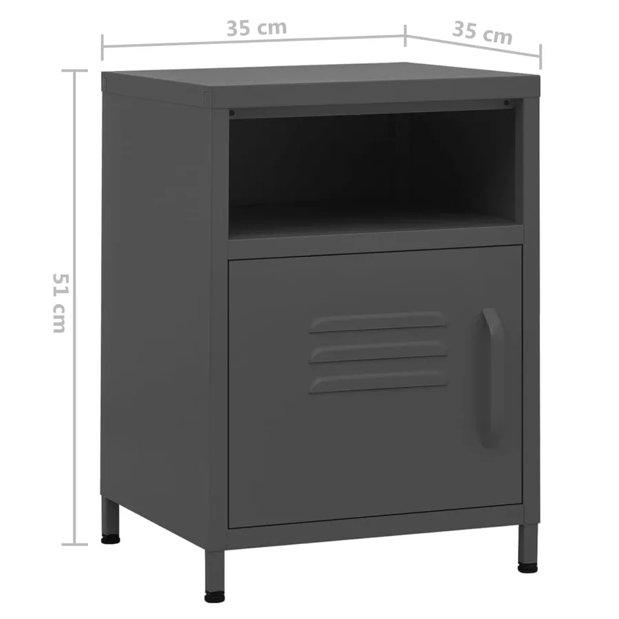 Table de chevet Anthracite 35x35x51 cm Acier - 9