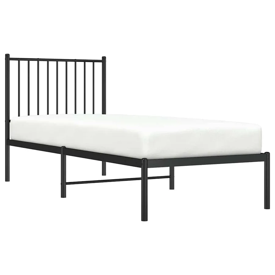 Cadre de lit métal sans matelas avec tête de lit noir 75x190 cm - 4