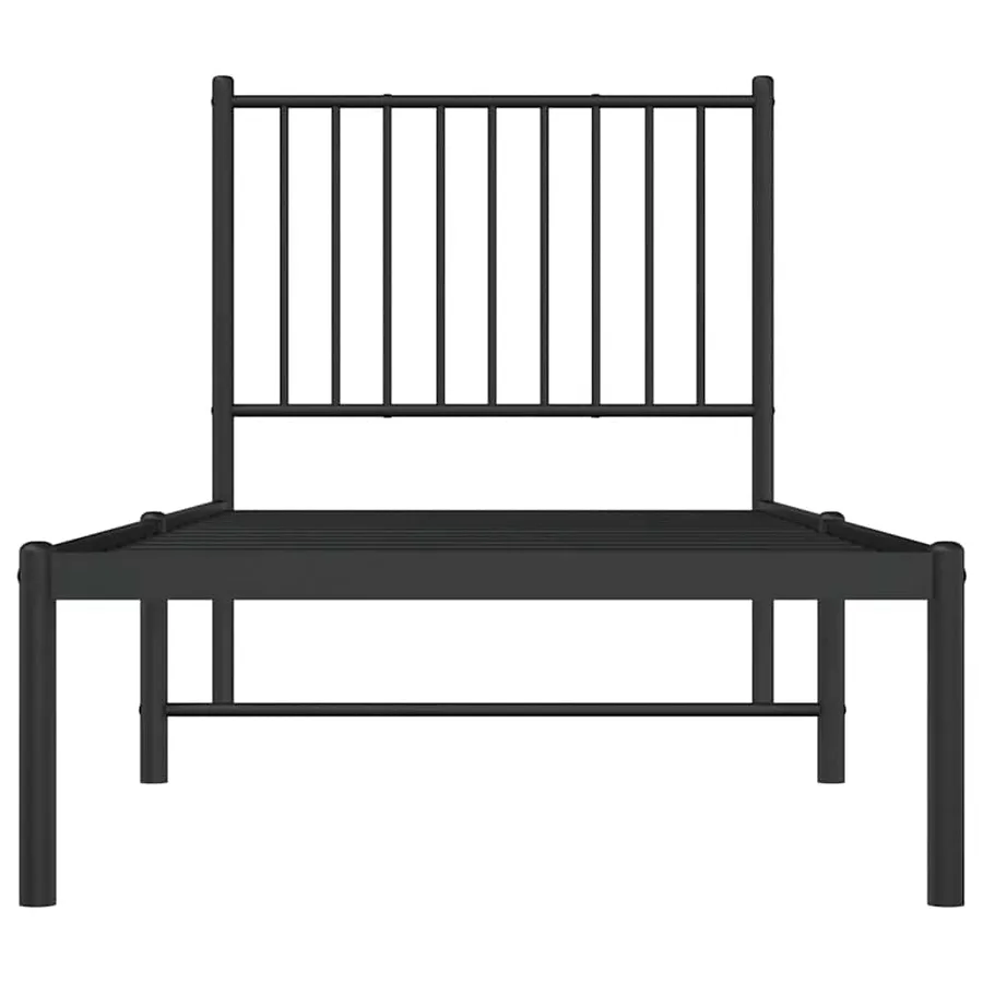 Cadre de lit métal sans matelas avec tête de lit noir 75x190 cm - 5