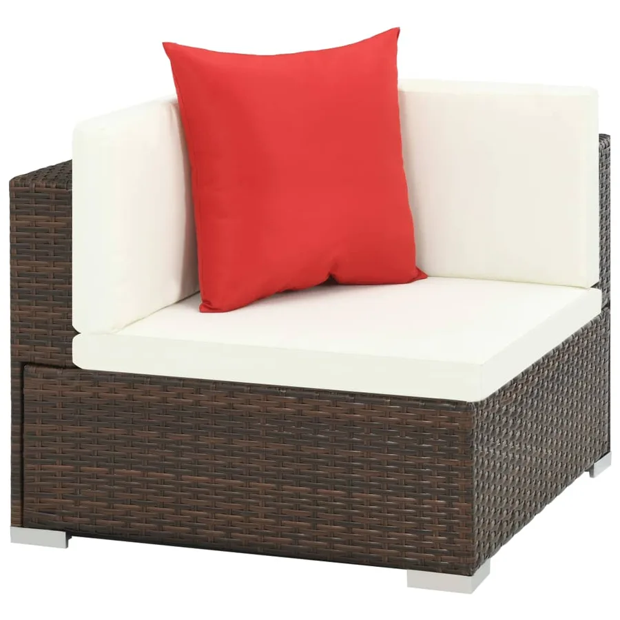 Salon de jardin 7 pcs avec coussins Résine tressée Marron - 4