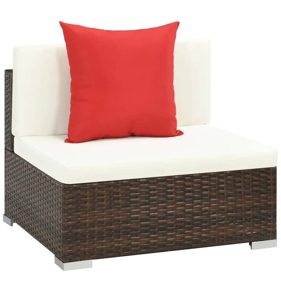 Salon de jardin 7 pcs avec coussins Résine tressée Marron - 5