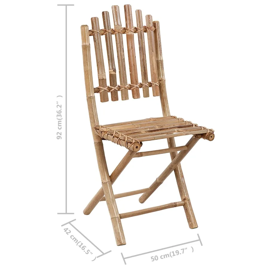 Mobilier à dîner d'extérieur pliable 5 pcs avec coussins bambou - 10