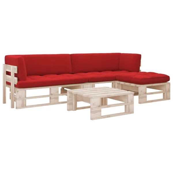 Salon de jardin palette 4pcs avec coussins Bois de pin imprégné