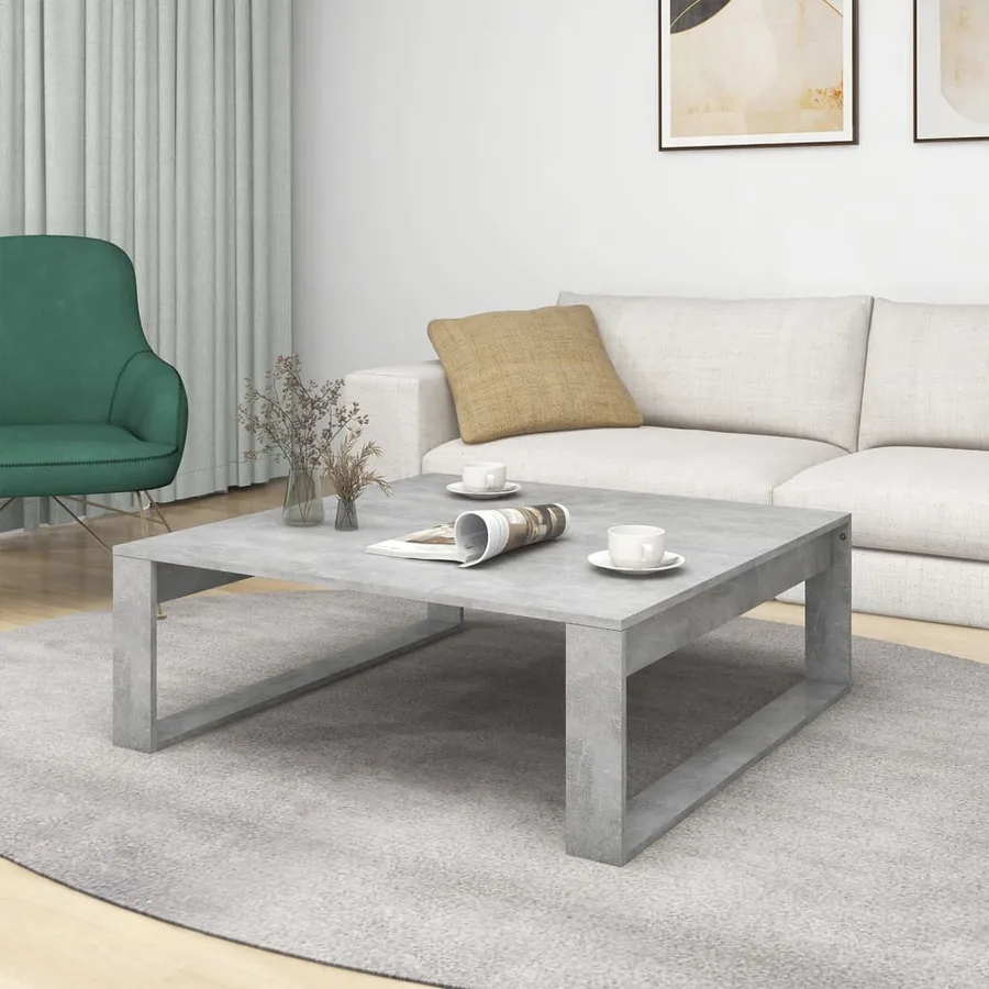 Table basse Gris béton 100x100x35 cm Bois d'ingénierie - 3