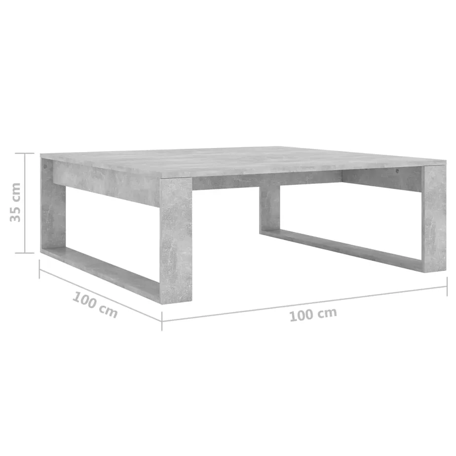 Table basse Gris béton 100x100x35 cm Bois d'ingénierie - 7