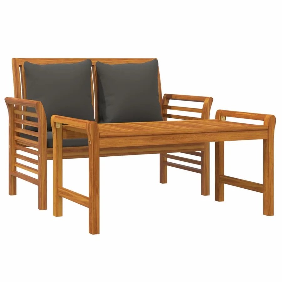 Salon de jardin 2 pcs avec coussins gris foncé Bois massif - 3