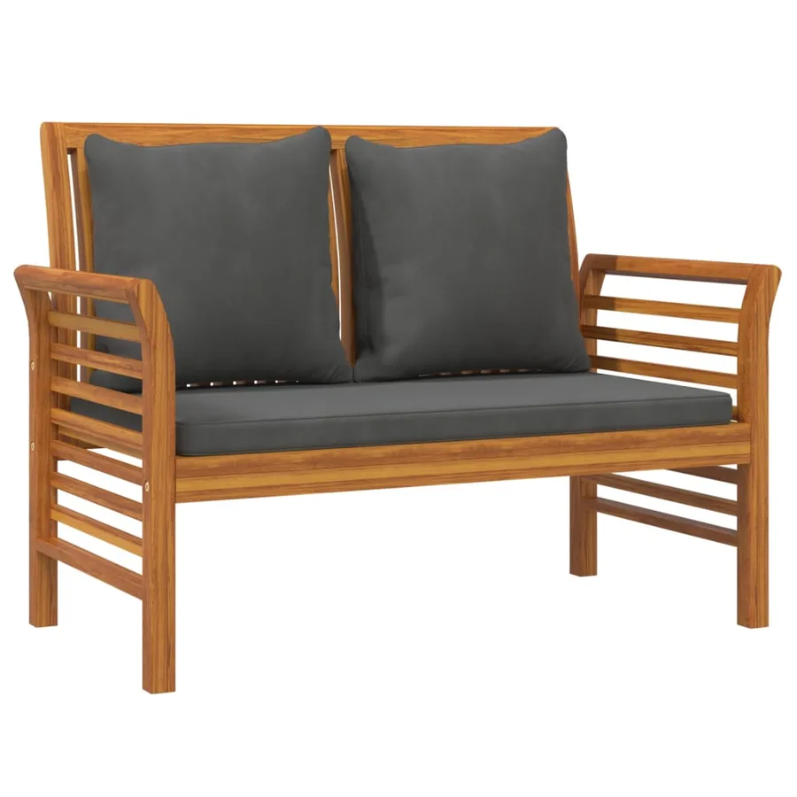 Salon de jardin 2 pcs avec coussins gris foncé Bois massif - 4