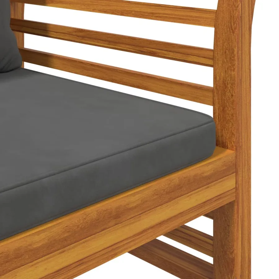 Salon de jardin 2 pcs avec coussins gris foncé Bois massif - 8