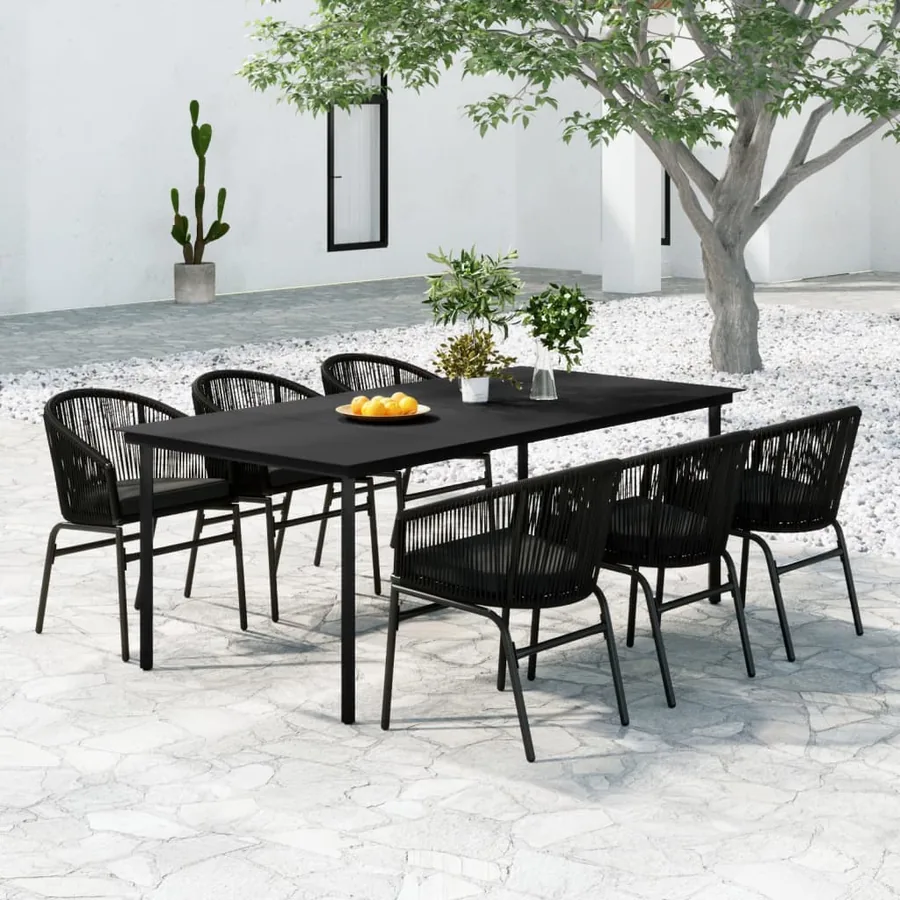Ensemble à manger de jardin 7 pcs Noir