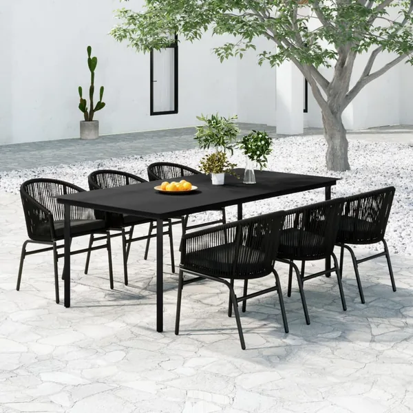 Ensemble à manger de jardin 7 pcs Noir