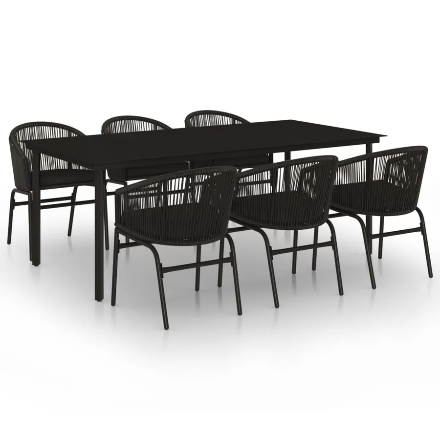 Ensemble à manger de jardin 7 pcs Noir - 2