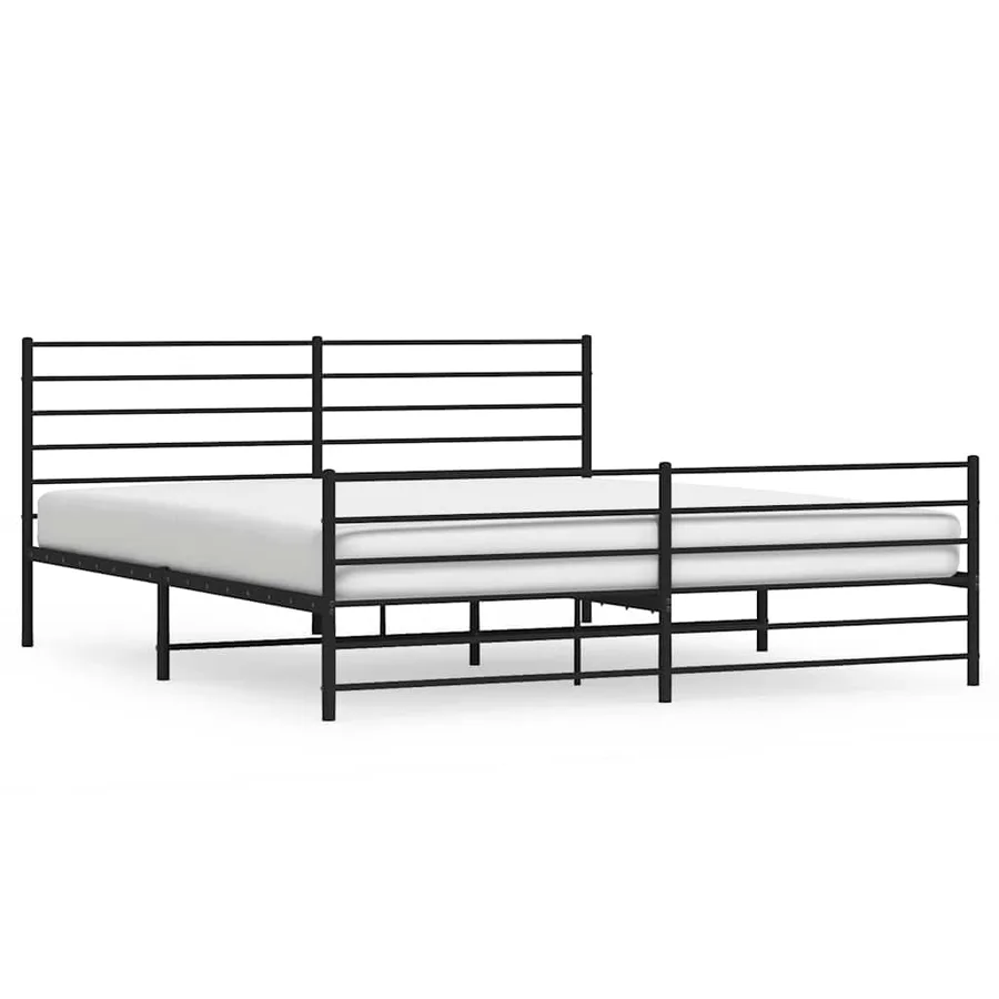 Cadre de lit métal sans matelas avec pied de lit noir 193x203cm - 2