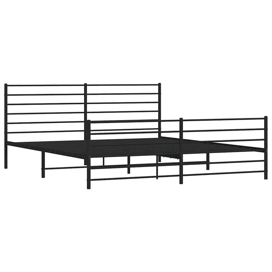 Cadre de lit métal sans matelas avec pied de lit noir 193x203cm - 4