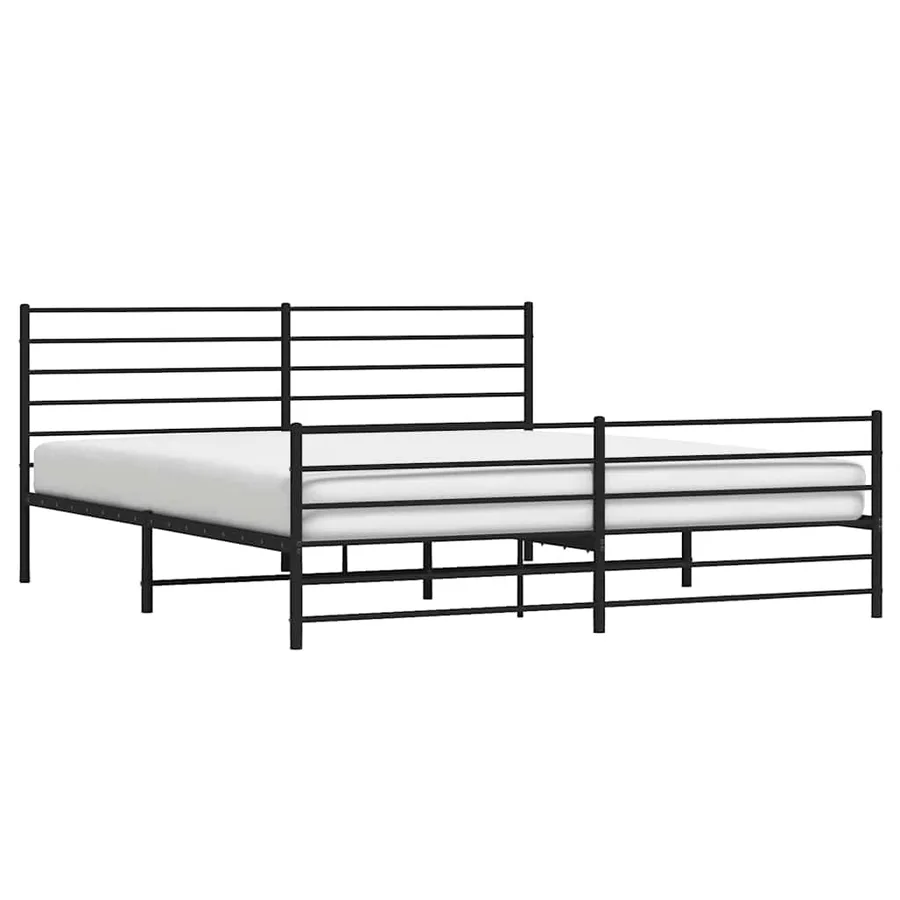 Cadre de lit métal sans matelas avec pied de lit noir 193x203cm - 5