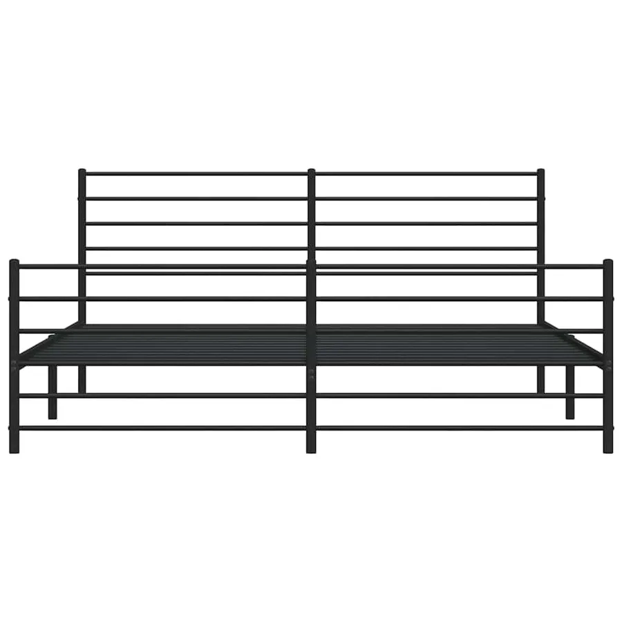 Cadre de lit métal sans matelas avec pied de lit noir 193x203cm - 6