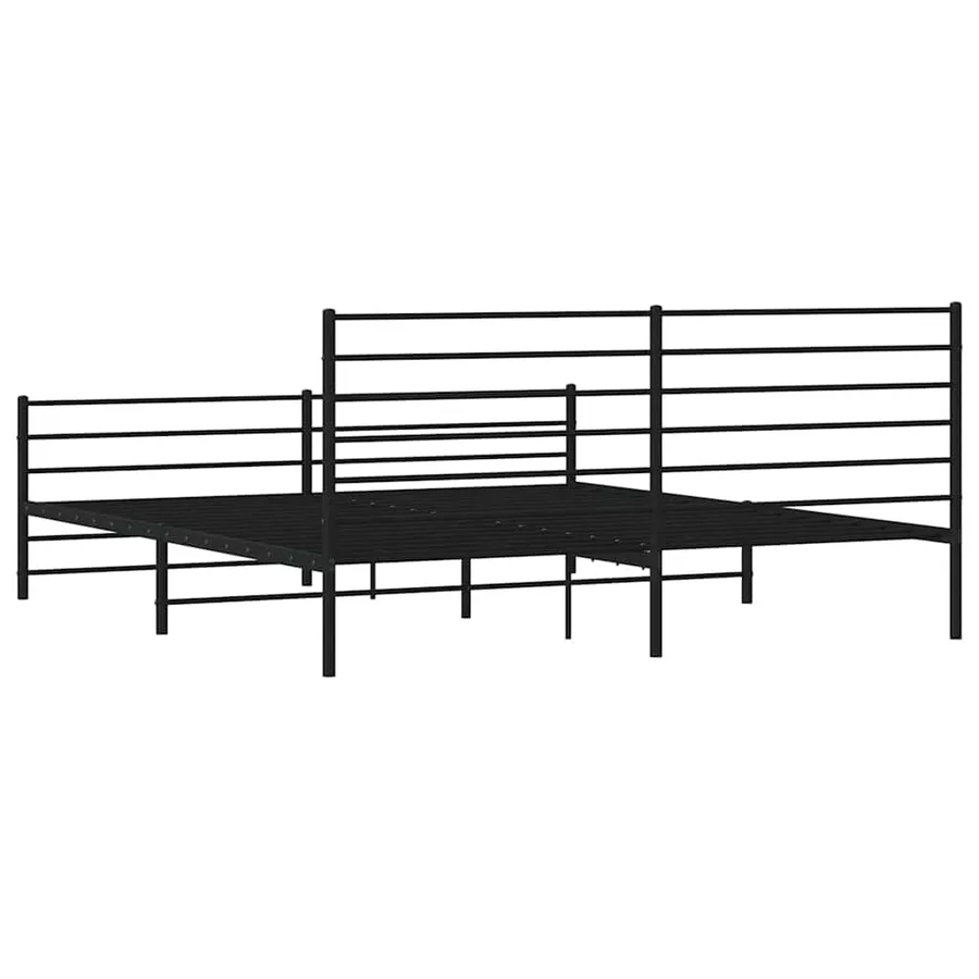 Cadre de lit métal sans matelas avec pied de lit noir 193x203cm - 8