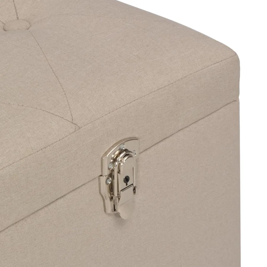 Tabourets de rangement lot de 3 Beige Tissu - 16
