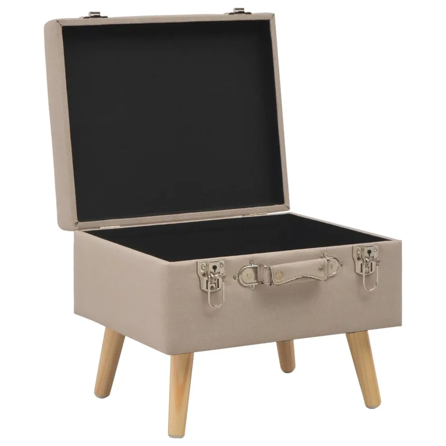 Tabourets de rangement lot de 3 Beige Tissu - 6