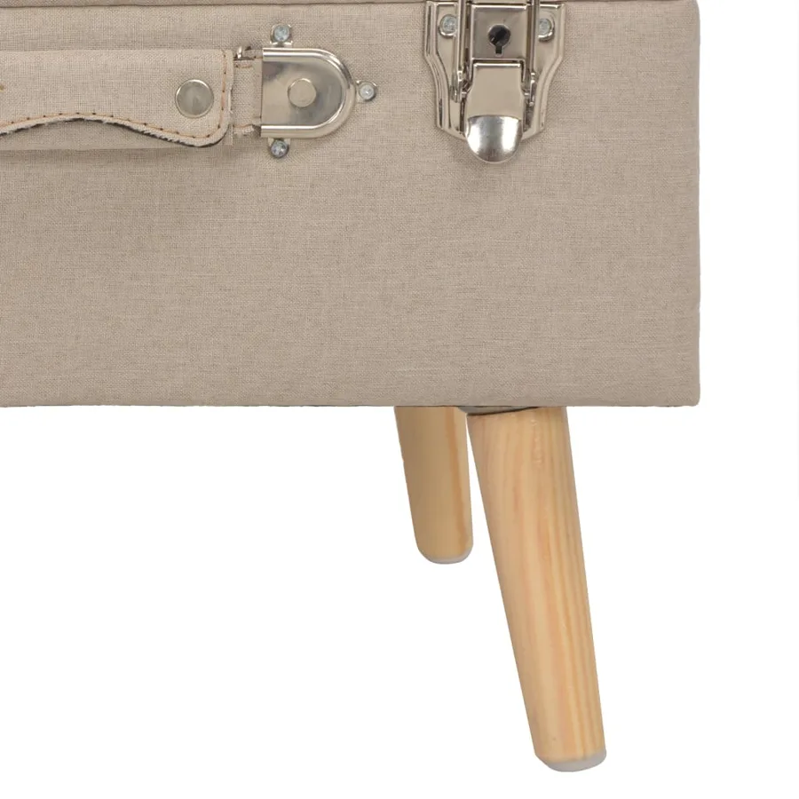 Tabourets de rangement lot de 3 Beige Tissu - 9