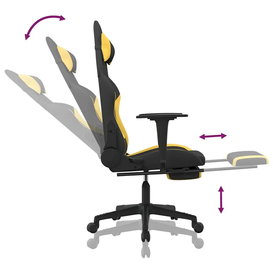 Chaise de jeu de massage avec repose-pied Noir et jaune Tissu - 11