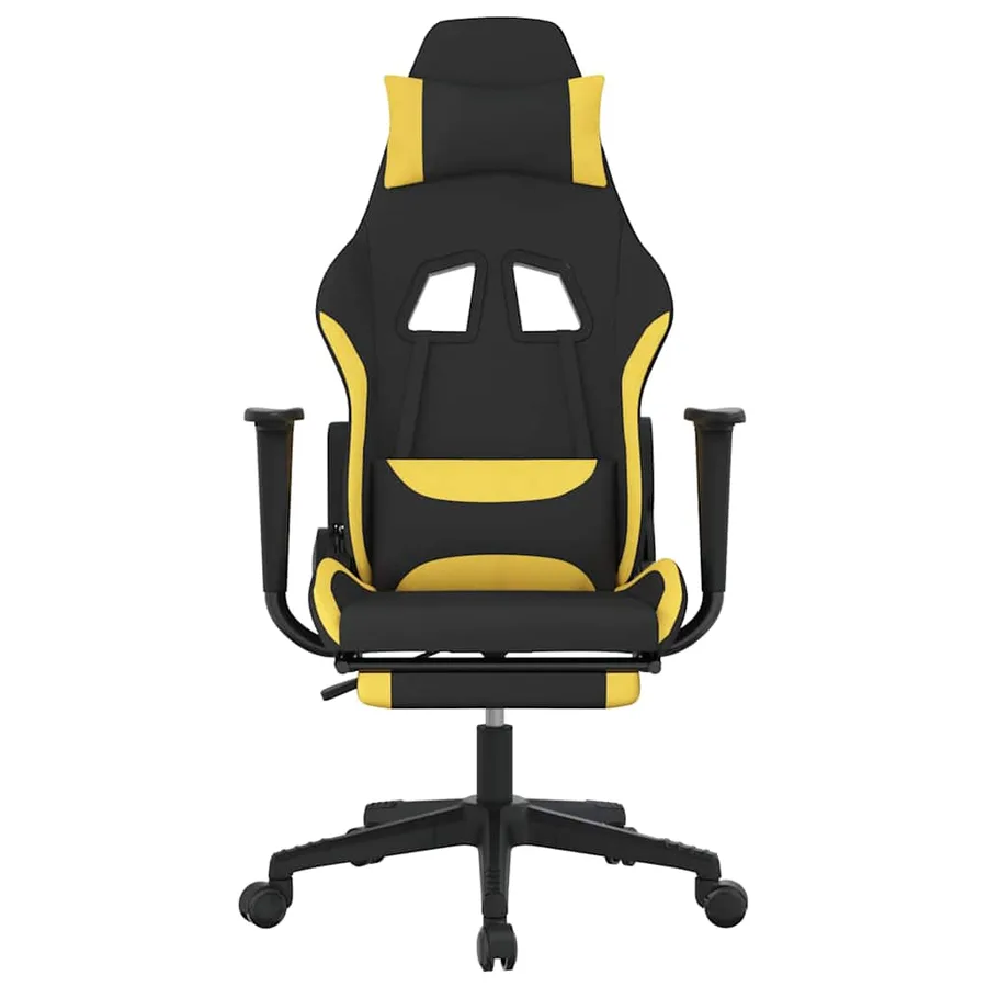 Chaise de jeu de massage avec repose-pied Noir et jaune Tissu - 3