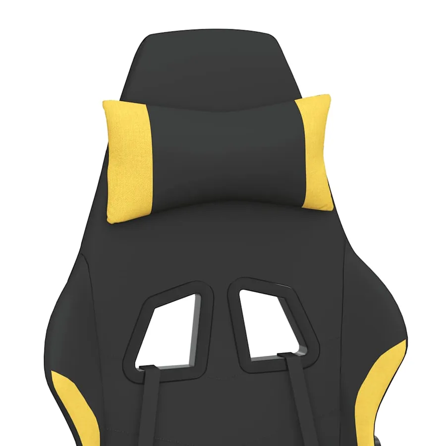 Chaise de jeu de massage avec repose-pied Noir et jaune Tissu - 8