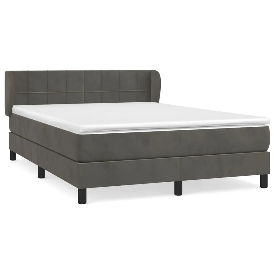 Sommier à lattes de lit et matelas Gris foncé 140x200cm Velours - 2